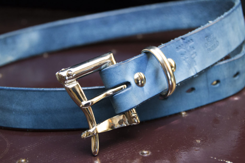 OD+IC Natural Indigo Dyed Horsehide Fireman Belt 36